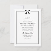 QRコーフォーマルドブラック&ホワイトボウモノグラム 招待状 (正面)