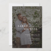 QRコーミニマルドの写真をクエレガントリーンスクリプ結婚ト 招待状 (正面)