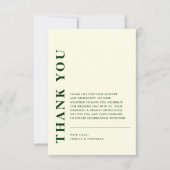 QRコーミニマルドアイボリーとグリーン結婚ズ サンキューカード (正面)