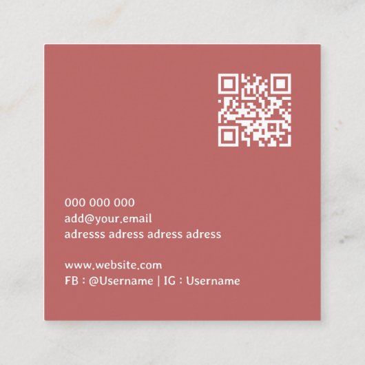 QRコーミニマルドバラテラコッタリーフ スクエア名刺 (裏面)