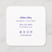 QRコーミニマルドパープル水色 スクエア名刺 (裏面)