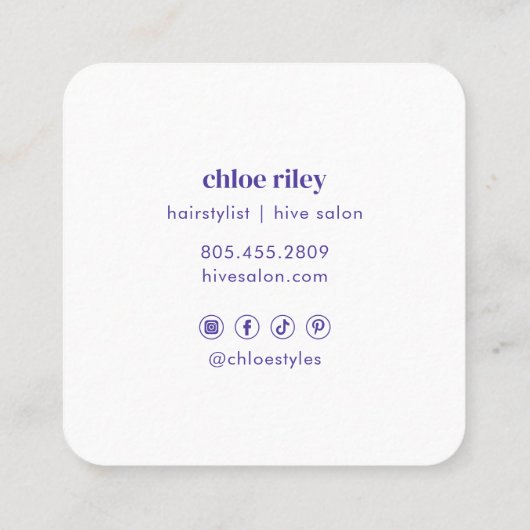 QRコーミニマルドパープル水色 スクエア名刺 (裏面)