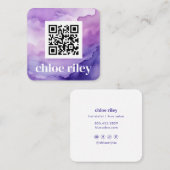 QRコーミニマルドパープル水色 スクエア名刺 (正面/裏面)