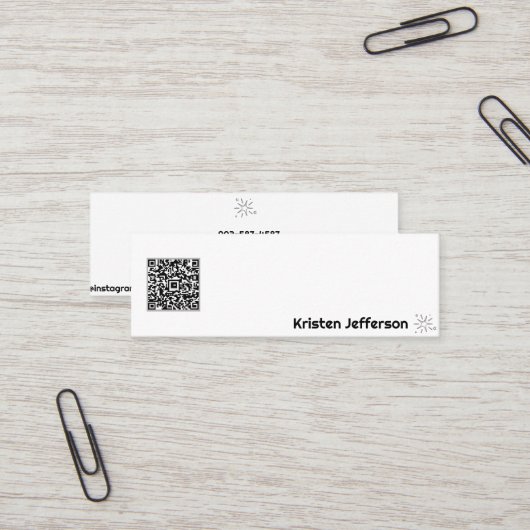 QRコーミニマルドホワイトシンプル星 スキニー名刺 (正面/裏面インサイチュ)