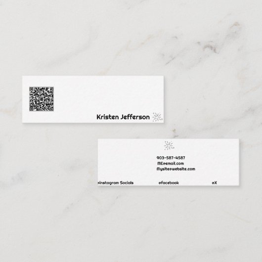 QRコーミニマルドホワイトシンプル星 スキニー名刺 (正面/裏面)