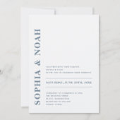 QRコーミニマルドモダンダスティブルー結婚ズ 招待状 (正面)