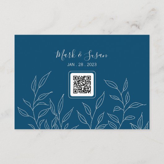 QRコーミニマルド付き離れ中国のウェディングRSVP (裏面)