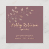 QRコーミニマルドterracottaピンクリーフ スクエア名刺 (正面)