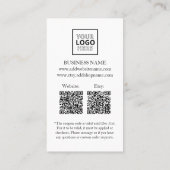 QRコーモダンドご注文の挿入カード 名刺 (裏面)