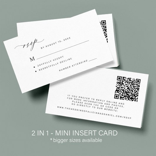 QRコーモダンドとクラシックの応答結婚RSVP エンクロージャーカード