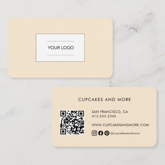 QRコーモダンドとロゴ付きビジネスカスタムカード 名刺 (正面/裏面)