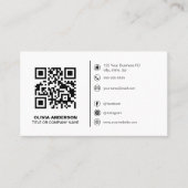 QRコーモダンドのカスタムロゴとソーシャルメディアのアイコン 名刺 (正面)