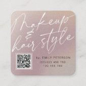 QRコーモダンドのシックな化粧とヘアスタイル  スクエア名刺 (正面)