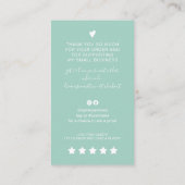 QRコーモダンドのミントの緑の注文を感謝していお使いに 名刺 (裏面)