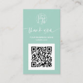 QRコーモダンドのミントの緑の注文を感謝していお使いに 名刺 (正面)