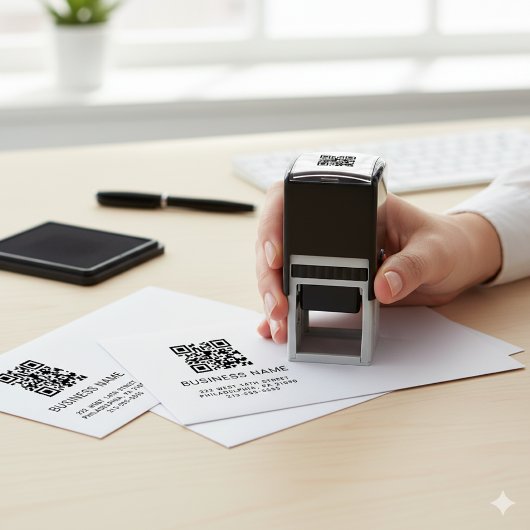 QRコーモダンドの会社名またはロゴ セルフインキングスタンプ