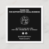 QRコーモダンドの感謝していオーダー白黒 スクエア名刺 (裏面)