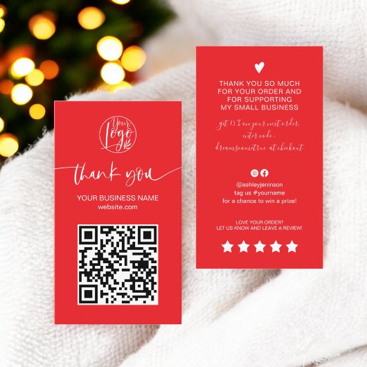 QRコーモダンドの赤い順序をスクリプ感謝していトする 名刺