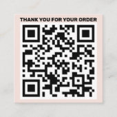 QRコーモダンドをオ感謝していーダーする赤面ピンク スクエア名刺 (正面)