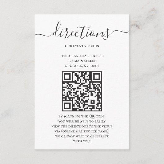 QRコーモダンドを使用したデジタルマップの方向 エンクロージャーカード (正面)