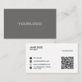 QRコーモダンドを使用したミニマル灰色プロフェッショナル 名刺 (正面/裏面)