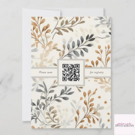 QRコーモダンドを使用した秋の葉ブライダルシャワー 招待状