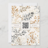 QRコーモダンドを使用した秋の葉ブライダルシャワー 招待状 (裏面)