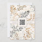 QRコーモダンドを使用した秋の葉ブライダルシャワー 招待状 (裏面)