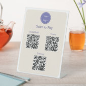 QRコーモダンドを支払うシンプルための紫色のクリームスキャン 台座サイン (インサイチュ)