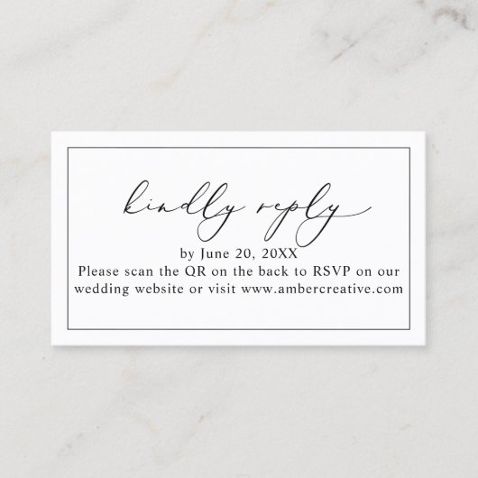 QRコーモダンドウェディングRSVPエンクロージャカード 名刺 (正面)