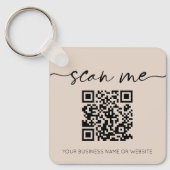 QRコーモダンドエレガントビジネスBeigeキーチェーン キーホルダー (正面)