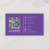 QRコーモダンドカスタムロゴ紫 名刺 (正面)