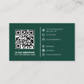 QRコーモダンドカスタムロゴSocial Media Green 名刺 (正面)