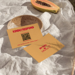 QRコーモダンドカラフルレトロはっきりしたおもしろい結婚 出欠カード