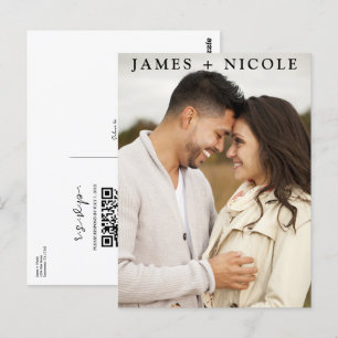 QRコーモダンドスキャナブル結婚のR.S.V.P.応答 ポストカード