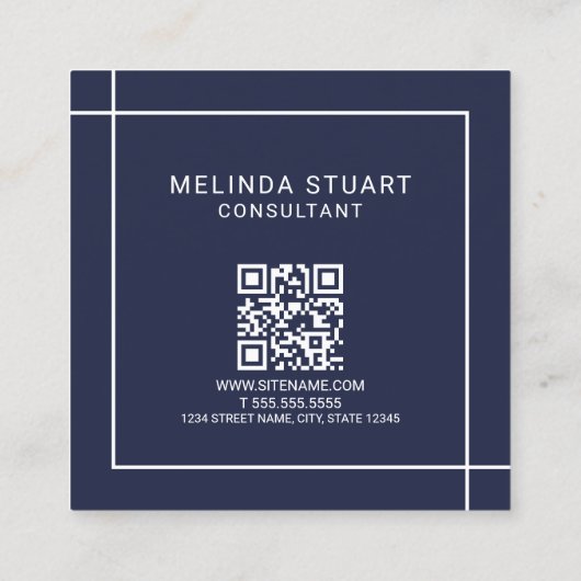 Qrコーモダンドスクエアバス付きミニマリスト・モノグラム スクエア名刺 (裏面)