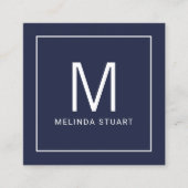 Qrコーモダンドスクエア付きミニマリスト・モノグラム スクエア名刺 (正面)