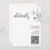 QRコーモダンドスクリプト白黒フローラ詳細 エンクロージャーカード (正面/裏面)