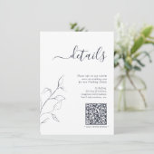 QRコーモダンドネイビーブルー結婚ズ詳細 エンクロージャーカード (スタンド正面)