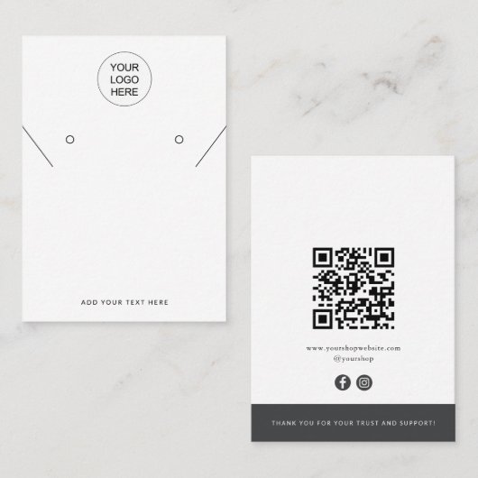 QRコーモダンドネックレスイヤリング表示カード コーリングカード (正面/裏面)