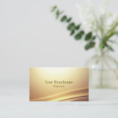 QRコーモダンドノーブル付き茶色ベージュ曲線デコール 名刺 (スタンド正面)