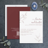 QRコーモダンドバーガンディ植物学結婚校 招待状