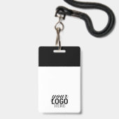 QRコーモダンドビジネスロゴIDカード従業員 バッジ (裏面（ネックストラップ付）)