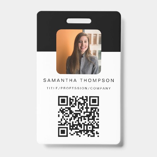 QRコーモダンドビジネスロゴIDカード従業員 バッジ (正面)