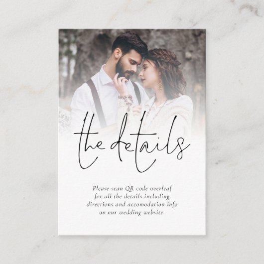 QRコーモダンドフォトの結婚詳細格納車 エンクロージャーカード (正面)