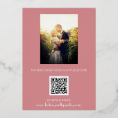 QRコーモダンドフォトほこりっぽいバラスクリプ結婚ト 箔招待状 (裏面)