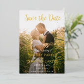 QRコーモダンドフォトほこりっぽいバラスクリプ結婚ト 箔招待状 (立ち正面)