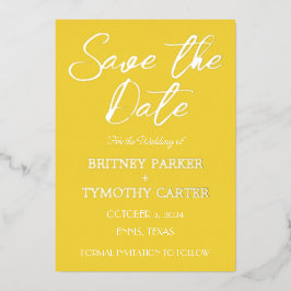 QRコーモダンドフォトイエロースクリプト結婚の 箔招待状