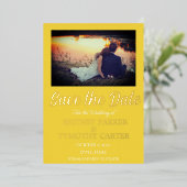 QRコーモダンドフォトイエロ結婚ーズ金箔 箔招待状 (立ち正面)