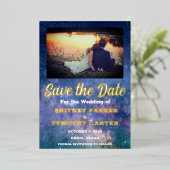 QRコーモダンドフォトシナ銀河系結婚 箔招待状 (立ち正面)